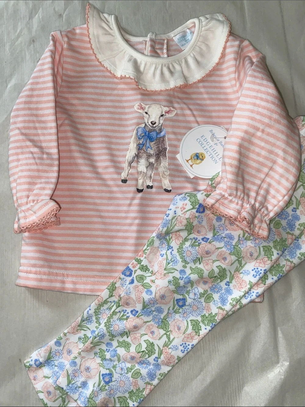 NWT Edgehill Collection Rebecca Bahn Lamb Floral 2 Piece Set 12M